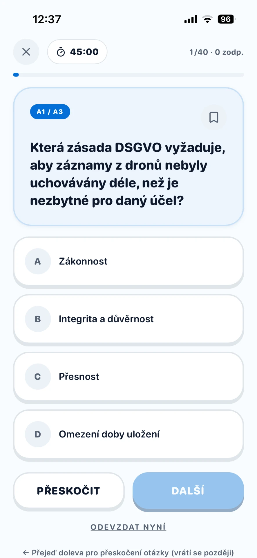 Screenshot aplikace DroneAce