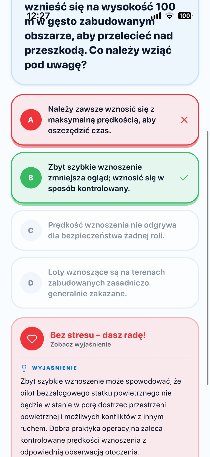 Zrzut ekranu aplikacji DroneAce