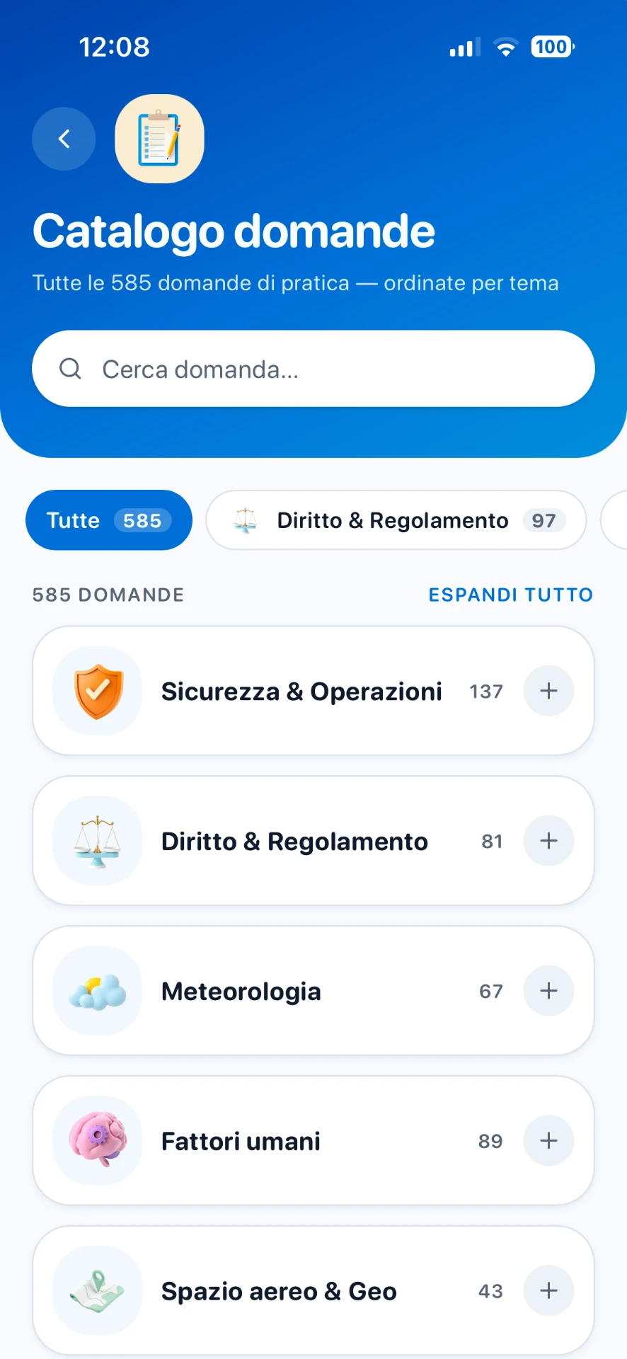 Screenshot dell'app DroneAce