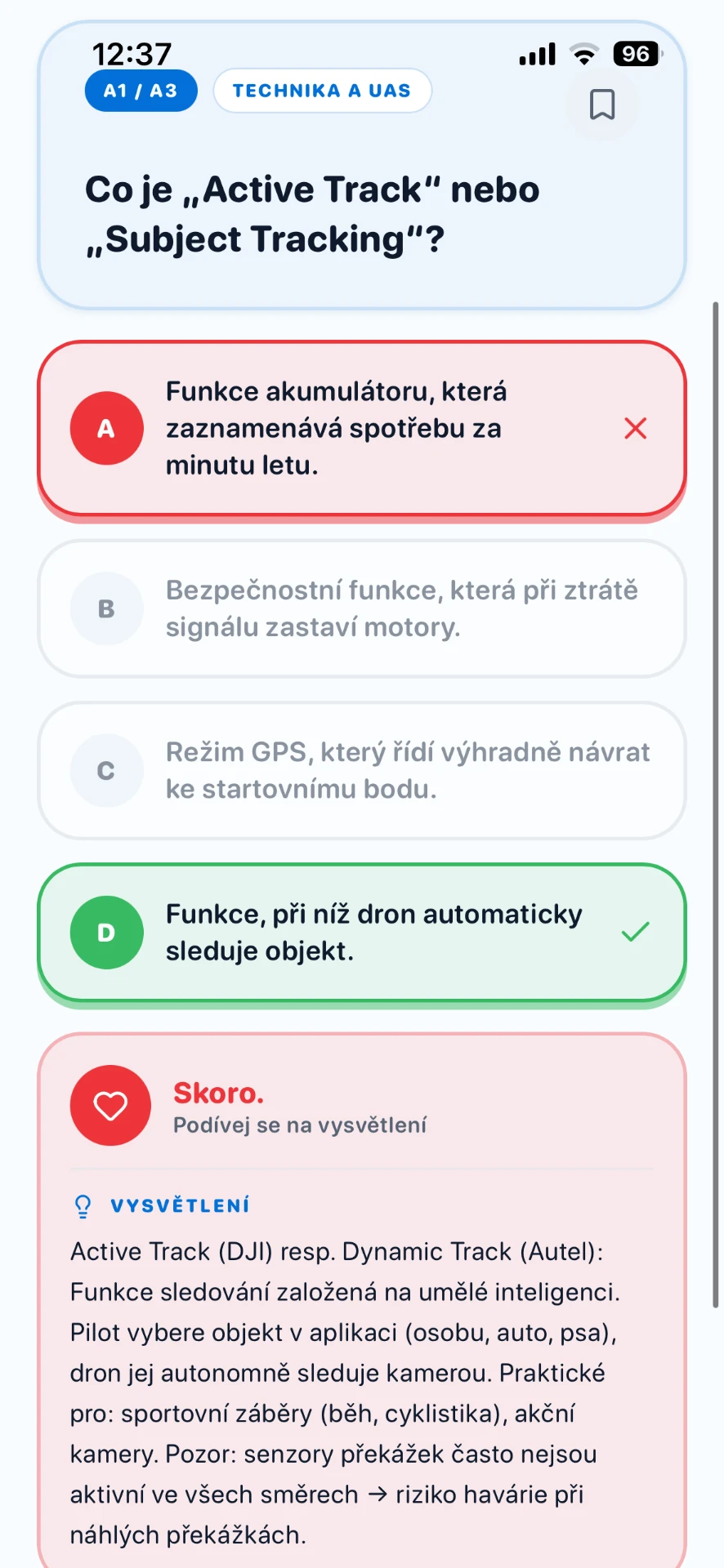 Screenshot aplikace DroneAce