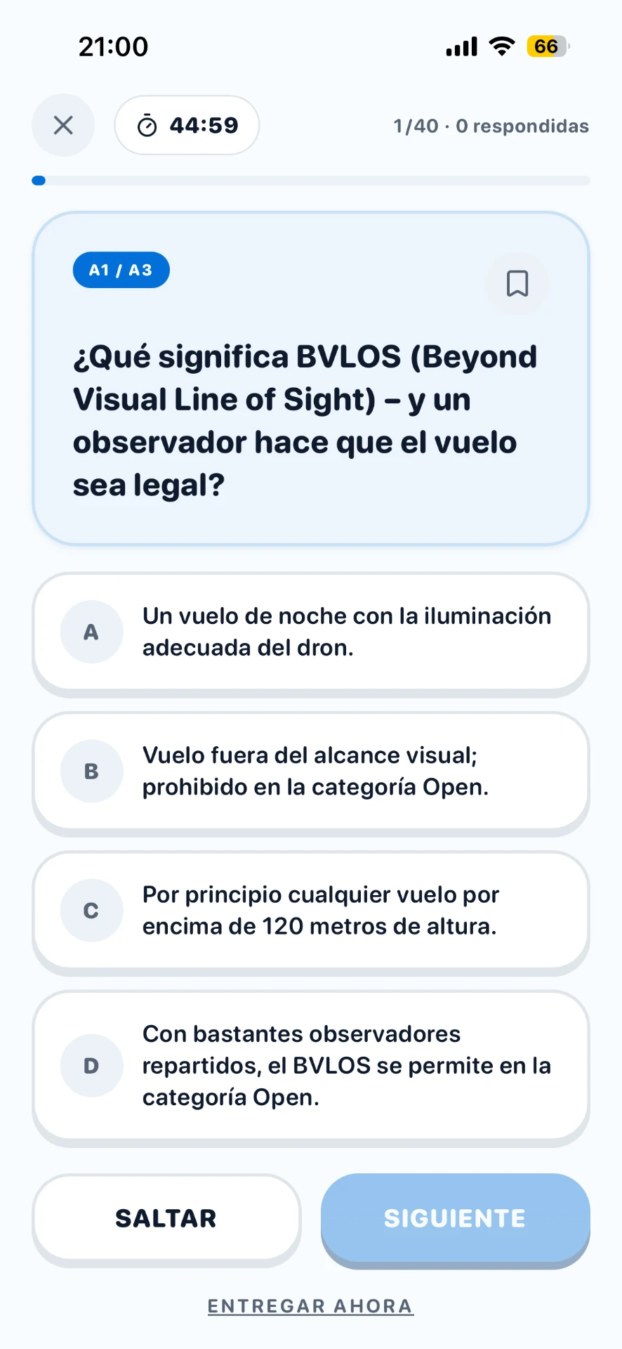 Captura de pantalla de la app DroneAce